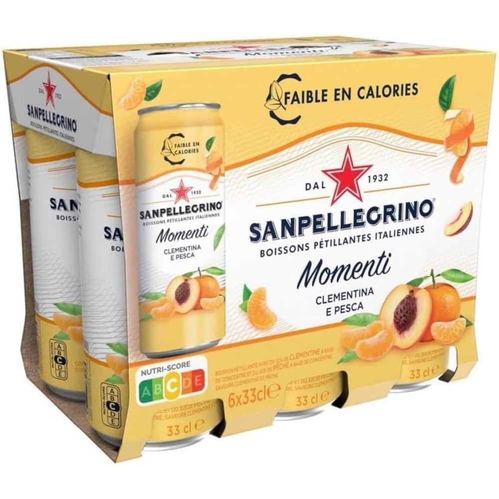 imageSANPELLEGRINO Momenti bois gazeuse aromatise clmentine peche 4 packs de 6x33clClmentine Pche