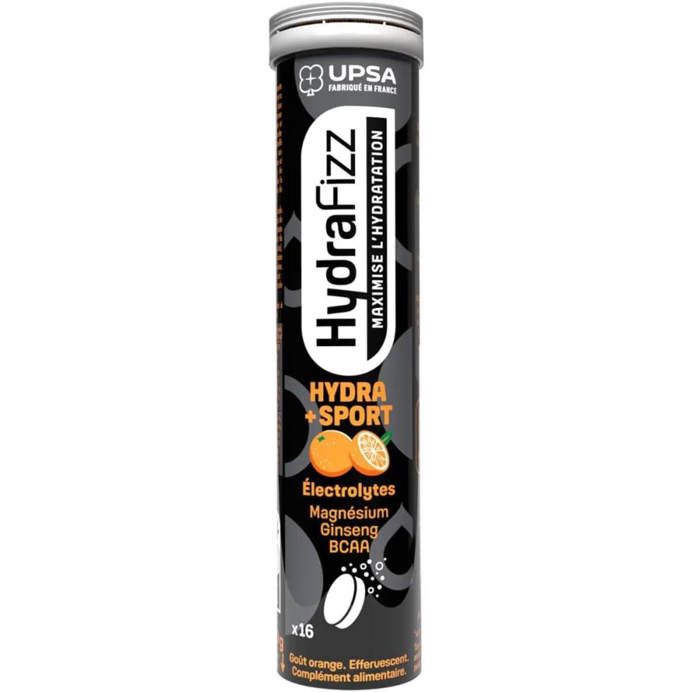 imageUPSA Hydrafizz Sport Complment Alimentaire Sport ampamp Hydratation lectrolytes Glucose Ginseng Vitamine C ampamp BCAA Got Orange Fabriqu en France 16 Comprims Effervescents