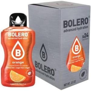Bolero ORANGE 24x3g | Jus en poudre sans sucre, édulcoré à la stévia + vitamine C | pour enfants et sportifs | sans gluten, végétalien | saveur d&rsquo;orange
