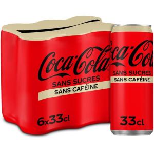 COCA-COLA – Soda Cola Sans Caféine et Sans Sucres, Plaisir Léger et Rafraîchissant (Pack 6x33cl)