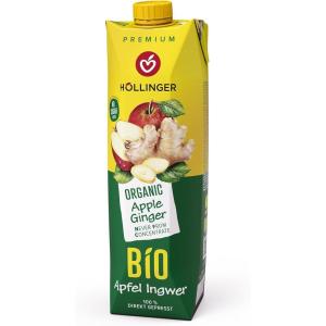 Höllinger Premium Jus de Pomme-Gingembre Bio, Tetra Pack 1000ml, Sans Sucre Ajouté, Pressé Direct, Boisson Végétalienne