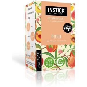 INSTICK Boisson instantanée sans sucre (pêche) 12 x 0,5-1 L Poudre pour boissons végétaliennes faibles en calories et vitamine C, poudre instantanée(Pêche)