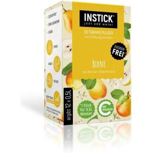 INSTICK Boisson instantanée sans sucre (pêche) 12 x 0,5-1 L Poudre pour boissons végétaliennes faibles en calories et vitamine C, poudre instantanée(Poire)