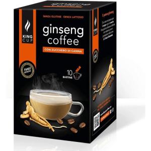 King Cup – 1 Paquet de 10 Sachets Solubles de Boisson Gingembre et Citron Sans Sucre, 10 Stick de 6 gr, Goût Gingembre et Citron à Ajouter à 60 Ml d’Eau Chaude, Sans Gluten, Sans Lactose(GINSENG AU SUCRE DE CANNE)