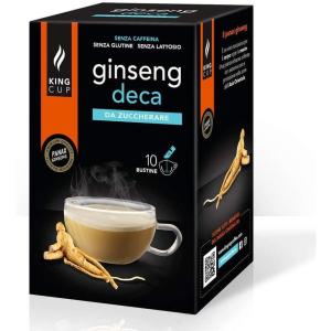 King Cup – 1 Paquet de 10 Sachets Solubles de Boisson Gingembre et Citron Sans Sucre, 10 Stick de 6 gr, Goût Gingembre et Citron à Ajouter à 60 Ml d’Eau Chaude, Sans Gluten, Sans Lactose(GINSENG DECA SANS SUCRE)