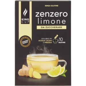 King Cup – 1 Paquet de 10 Sachets Solubles de Boisson Gingembre et Citron Sans Sucre, 10 Stick de 6 gr, Goût Gingembre et Citron à Ajouter à 60 Ml d’Eau Chaude, Sans Gluten, Sans Lactose(GINGEMBRE ET CITRON SANS SUCRE)
