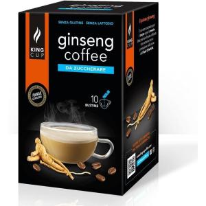 King Cup – 1 Paquet de 10 Sachets Solubles de Boisson Gingembre et Citron Sans Sucre, 10 Stick de 6 gr, Goût Gingembre et Citron à Ajouter à 60 Ml d’Eau Chaude, Sans Gluten, Sans Lactose(GINSENG SANS SUCRE)