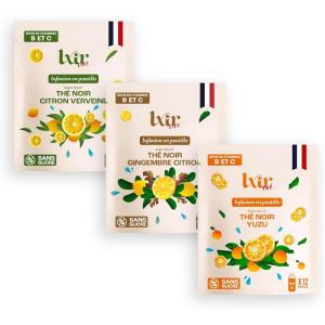 LXIR DRINK – Infusions Chaudes en pastilles Sans Sucre – Boisson multivitamines – Riche en vitamines B et en ZINC – 6 fois moins de Theine – Immunité – Stress (Yuzu/Verveine/Gingembre)