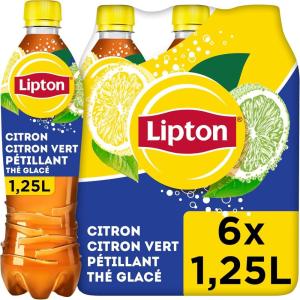 Lipton Ice Tea Pêche Pétillant Canette 6 x 33 Cl Pack(Pétillant Citron Citron Vert)