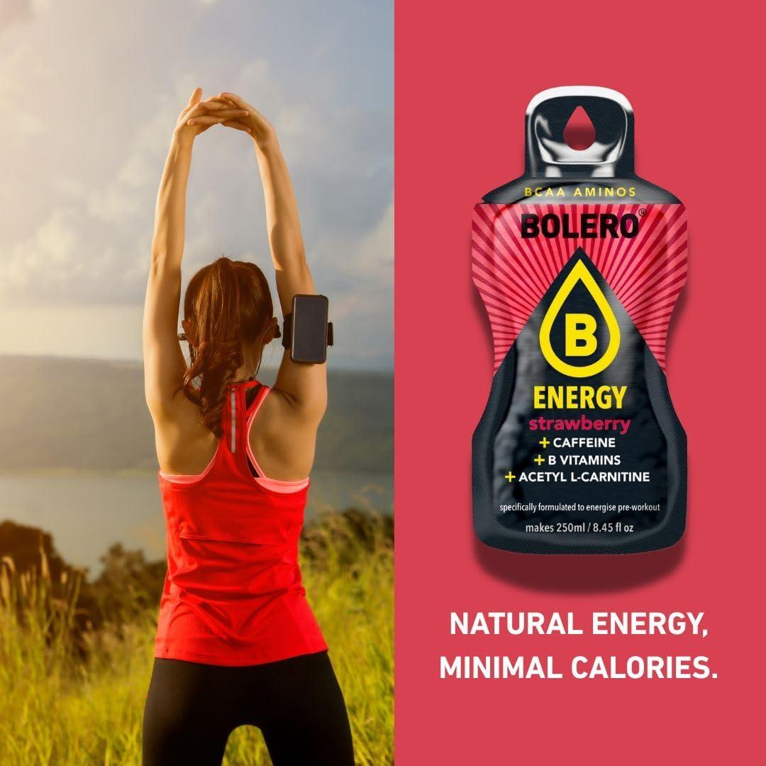 imageBolero Energy 7 g x 12 sachets Boisson en poudre sans sucre Vgan ampamp sans gluten Pour un mode de vie actif 12x7g Power PunchFraise