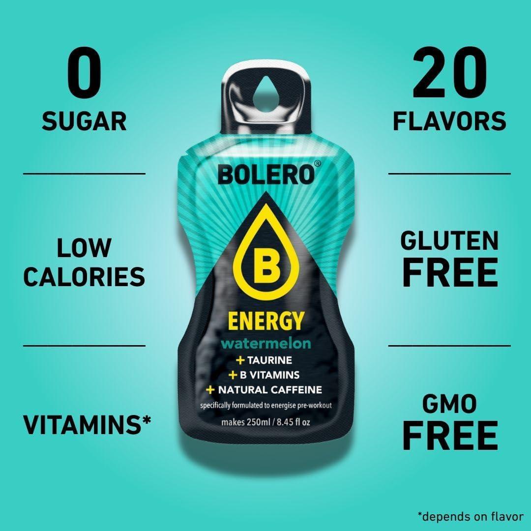 imageBolero Energy 7 g x 12 sachets Boisson en poudre sans sucre Vgan ampamp sans gluten Pour un mode de vie actif 12x7g Power PunchKiwi Citron vert Concombre