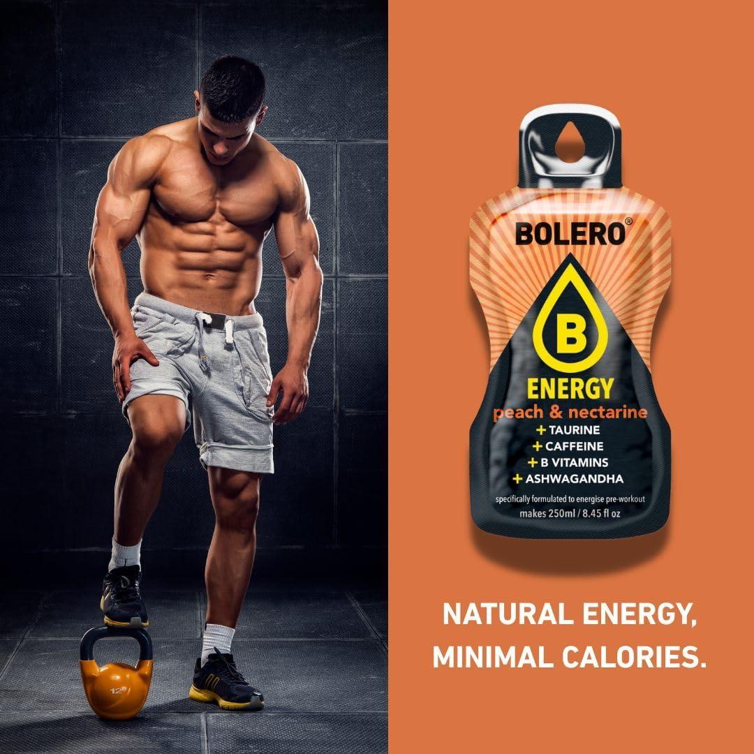 imageBolero Energy 7 g x 12 sachets Boisson en poudre sans sucre Vgan ampamp sans gluten Pour un mode de vie actif 12x7g Power PunchPche Nectarine