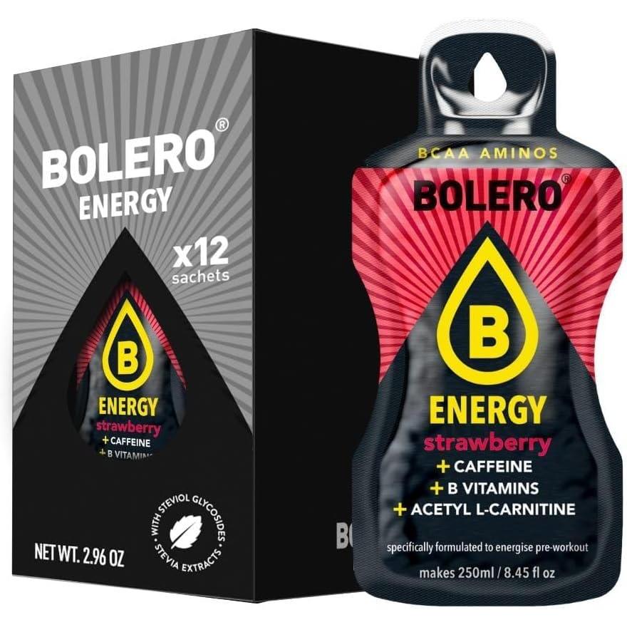 imageBolero Energy 7 g x 12 sachets Boisson en poudre sans sucre Vgan ampamp sans gluten Pour un mode de vie actif 12x7g Power PunchFraise