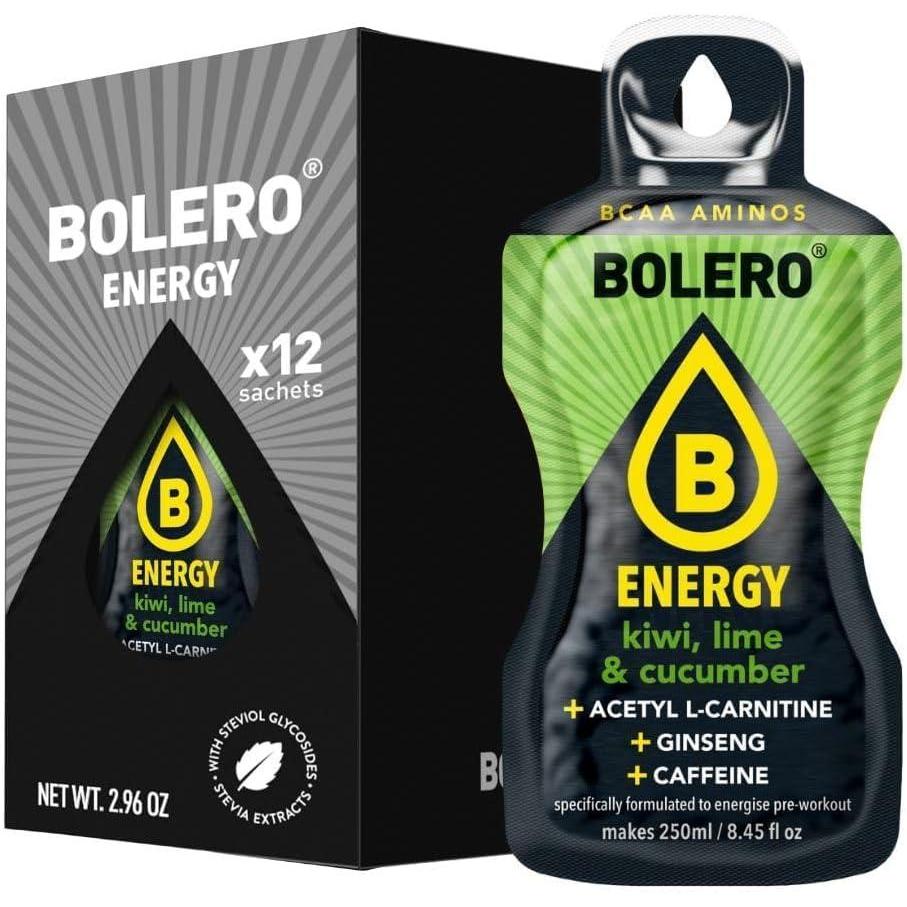imageBolero Energy 7 g x 12 sachets Boisson en poudre sans sucre Vgan ampamp sans gluten Pour un mode de vie actif 12x7g Power PunchKiwi Citron vert Concombre