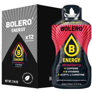 Bolero Energy 7 g x 12 sachets | Boisson en poudre sans sucre | Végan & sans gluten | Pour un mode de vie actif (12x7g, Power Punch)(Fraise)