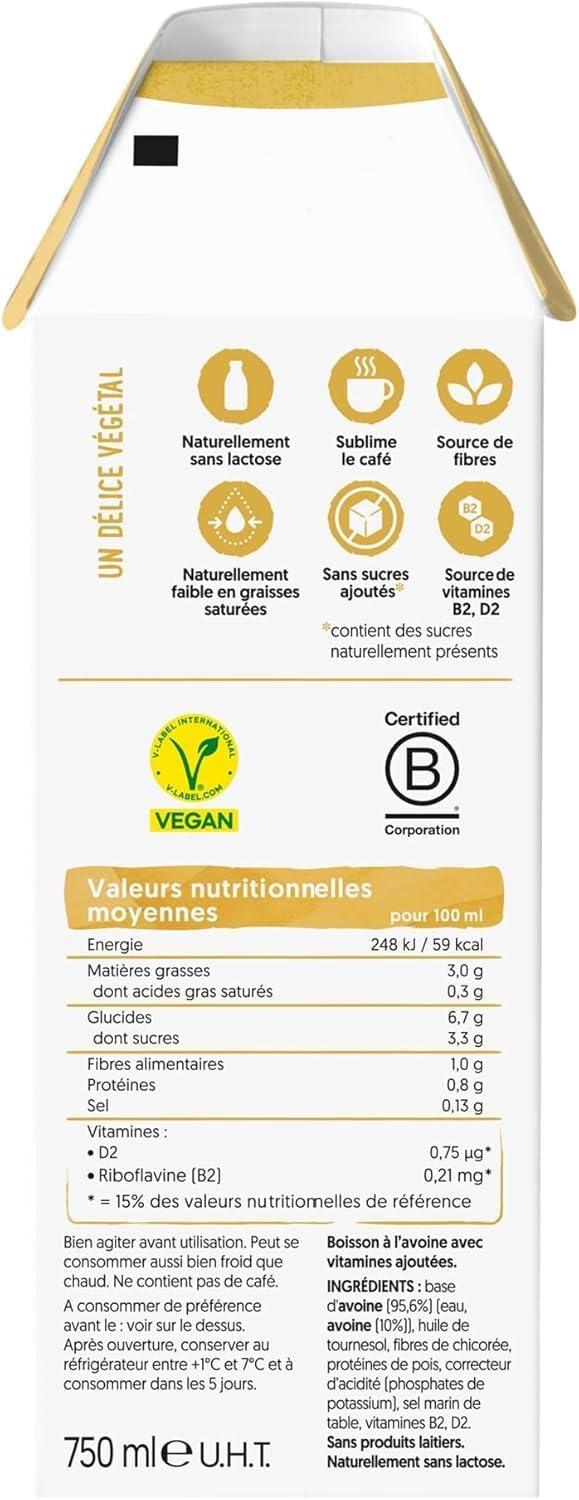 imageAlpro Spcial pour Caf Avoine Boisson Vgtale Avoine Barista Facile Mousser Naturellement Sans Lactose Sans Sucres Ajouts Source de Fibres ampamp Vitamines B2 ampamp D2 8x750 mLAvoine