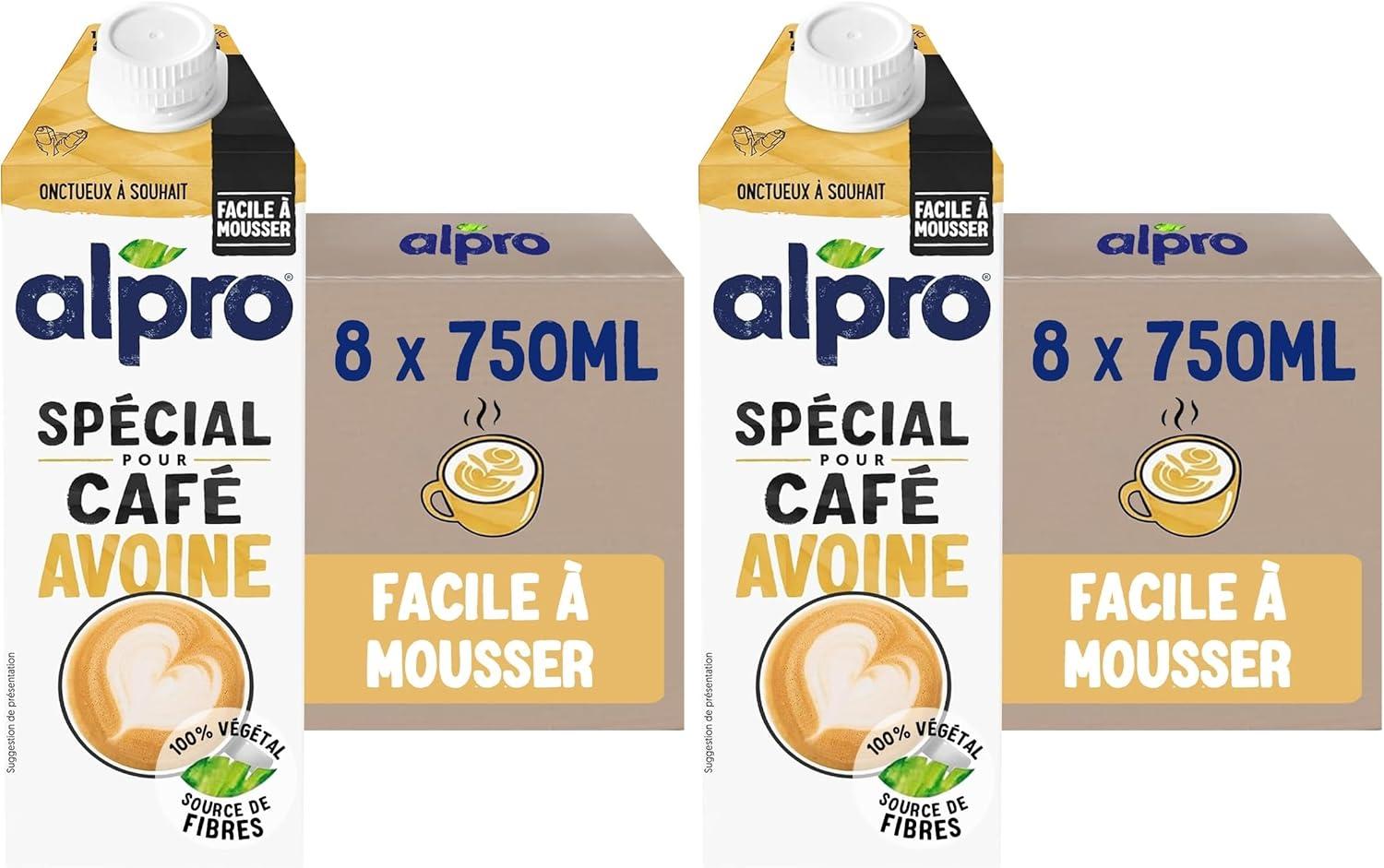 imageAlpro Spcial pour Caf Avoine Boisson Vgtale Avoine Barista Facile Mousser Naturellement Sans Lactose Sans Sucres Ajouts Source de Fibres ampamp Vitamines B2 ampamp D2 8x750 mLAvoine