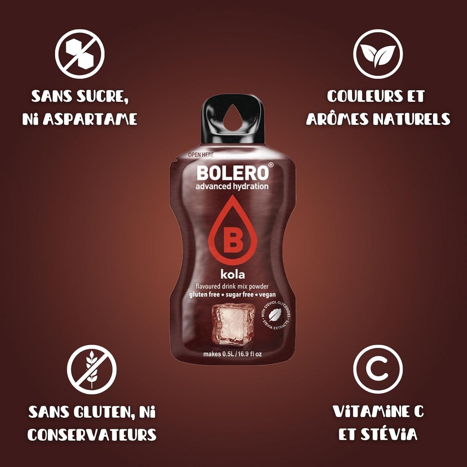 imageBOLERO Menthe 10 sticks 9g de Poudre pour Boisson sans sucre la Stevia Sans Conservateur ni colorants artificiels Faible en calories il convient pour toute la FamilleCola