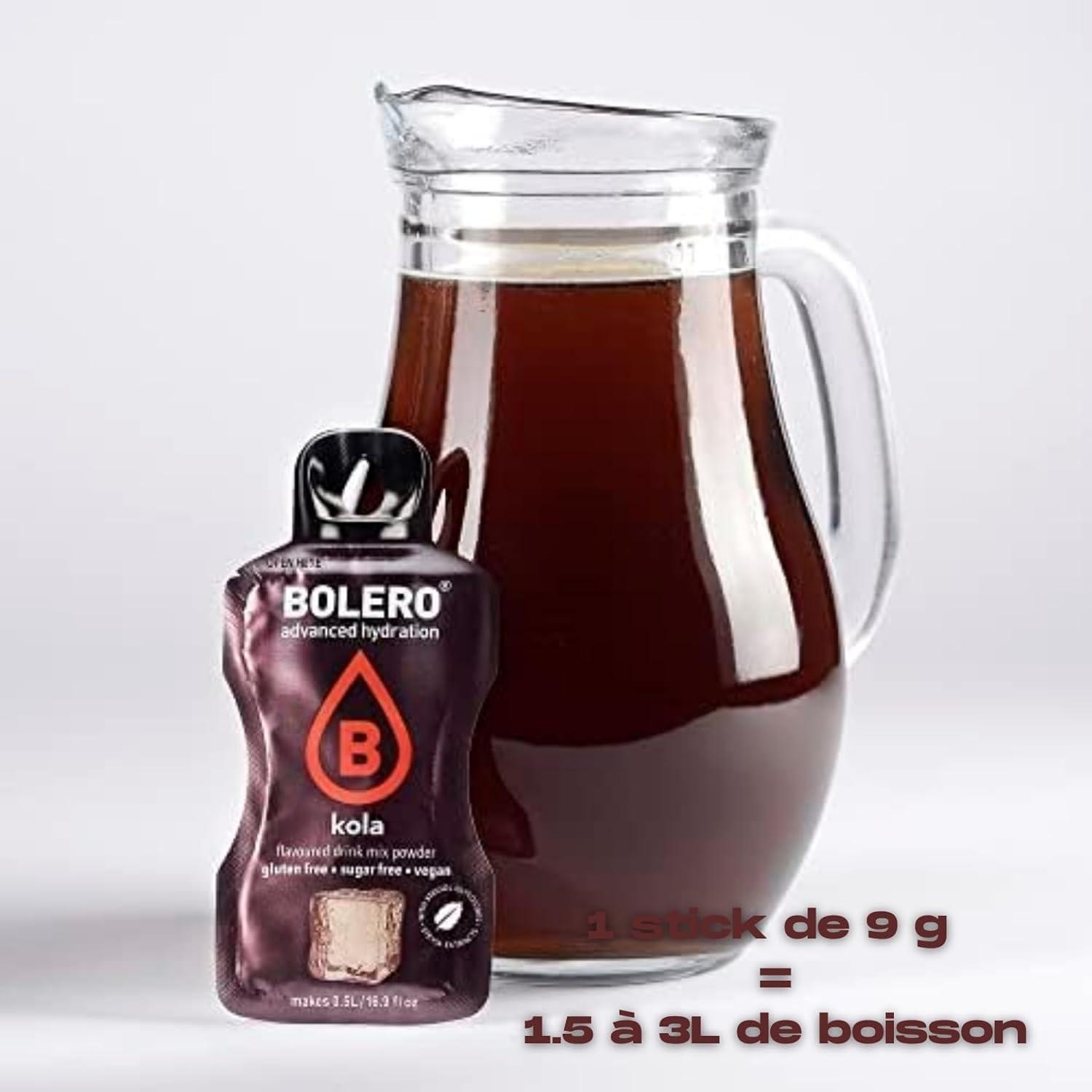 imageBOLERO Menthe 10 sticks 9g de Poudre pour Boisson sans sucre la Stevia Sans Conservateur ni colorants artificiels Faible en calories il convient pour toute la FamilleCola