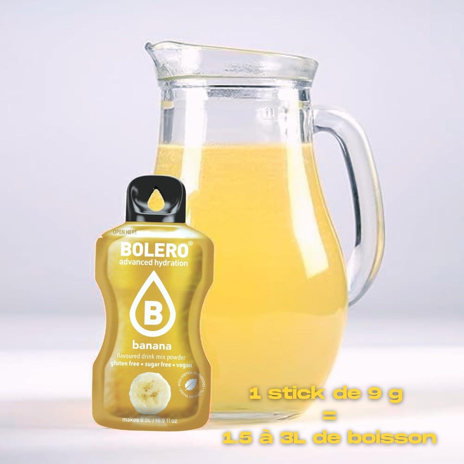 imageBOLERO Menthe 10 sticks 9g de Poudre pour Boisson sans sucre la Stevia Sans Conservateur ni colorants artificiels Faible en calories il convient pour toute la FamilleBanane
