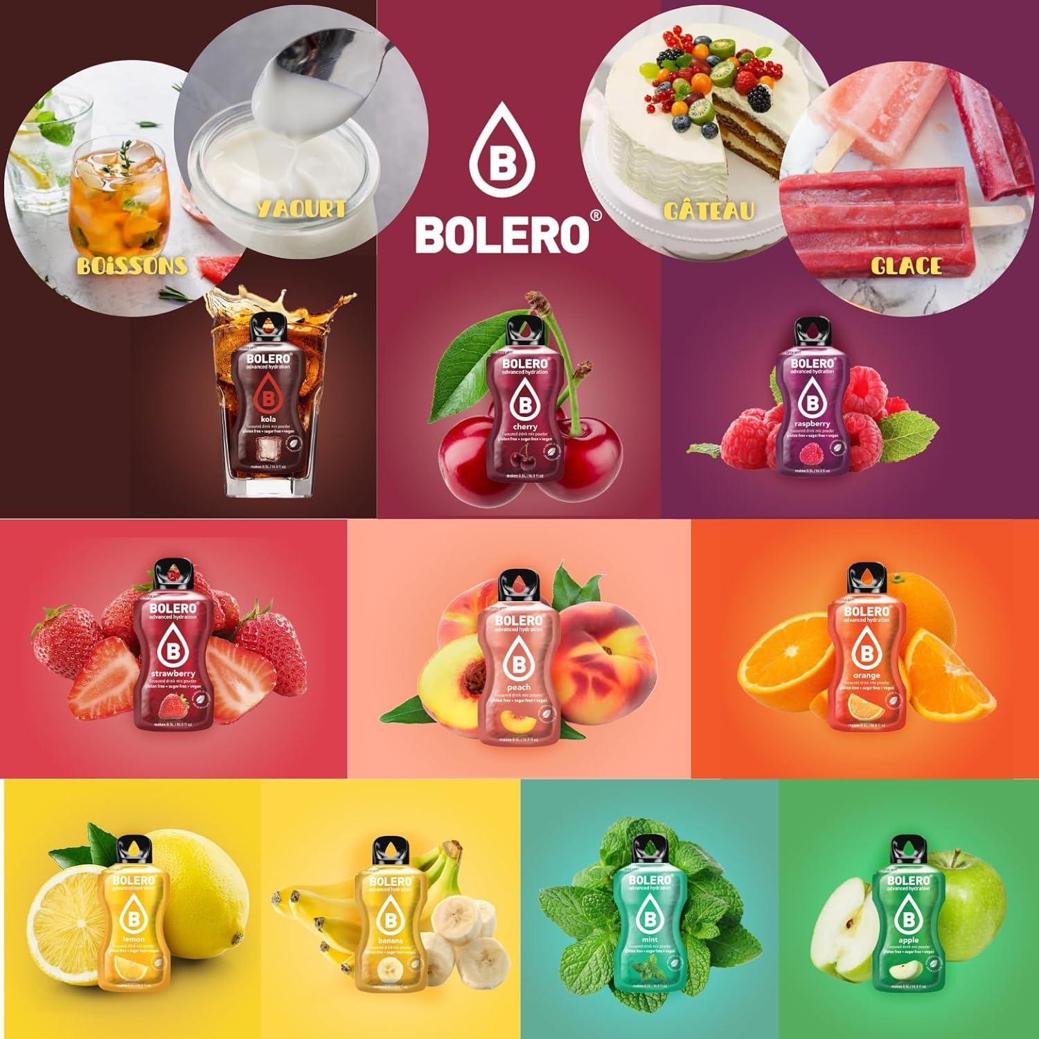 imageBOLERO Menthe 10 sticks 9g de Poudre pour Boisson sans sucre la Stevia Sans Conservateur ni colorants artificiels Faible en calories il convient pour toute la FamilleAssortiment