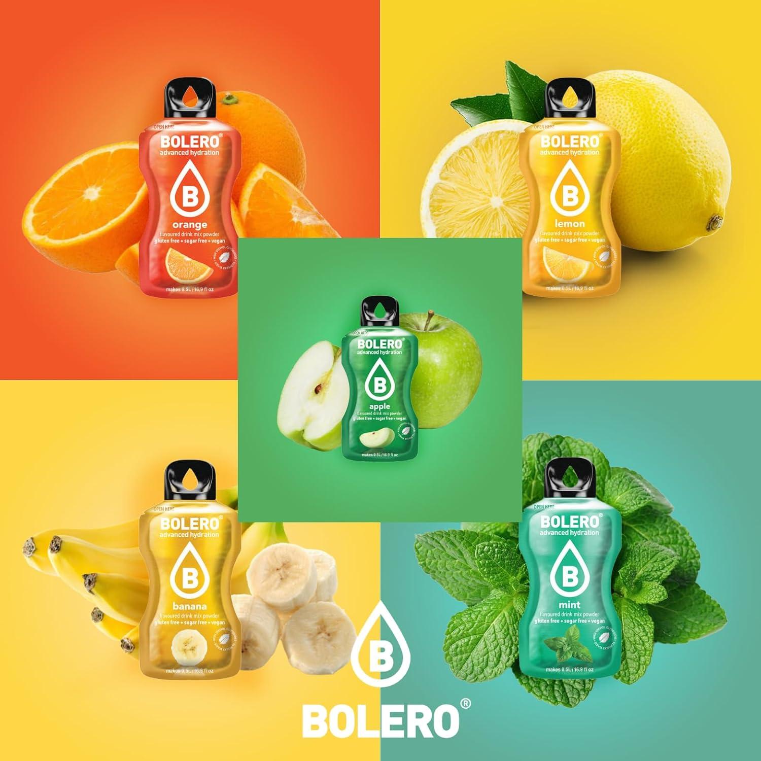 imageBOLERO Menthe 10 sticks 9g de Poudre pour Boisson sans sucre la Stevia Sans Conservateur ni colorants artificiels Faible en calories il convient pour toute la FamilleAssortiment