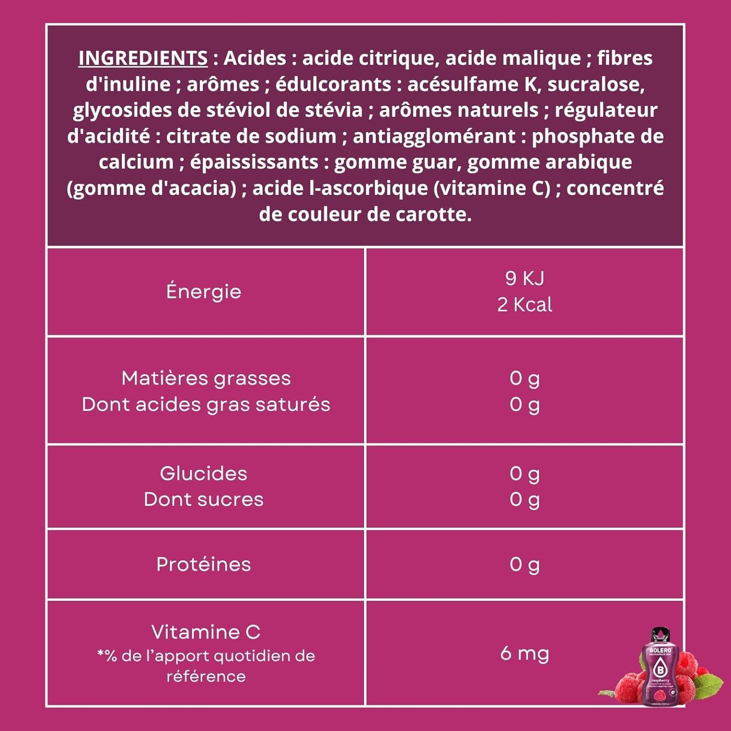 imageBOLERO Menthe 10 sticks 9g de Poudre pour Boisson sans sucre la Stevia Sans Conservateur ni colorants artificiels Faible en calories il convient pour toute la FamilleFramboise