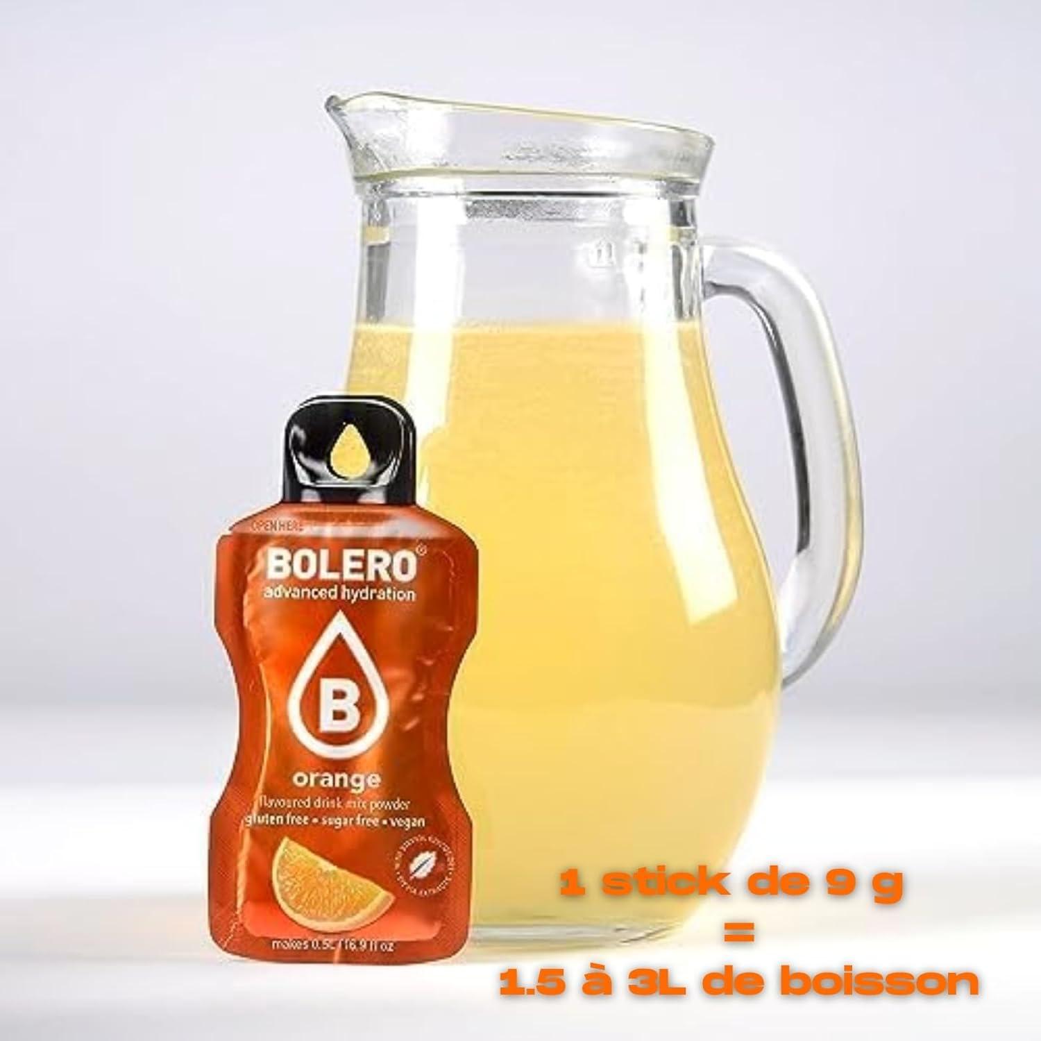 imageBOLERO Menthe 10 sticks 9g de Poudre pour Boisson sans sucre la Stevia Sans Conservateur ni colorants artificiels Faible en calories il convient pour toute la FamilleOrange
