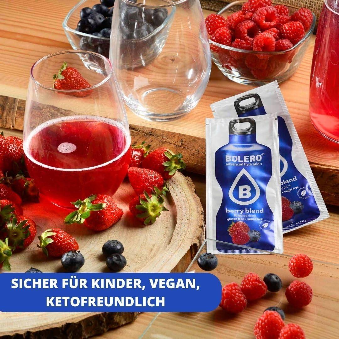 imageBolero ACAI BERRY 24x3g Jus en poudre sans sucre sucr avec de la stvia vitamine C Convient pour les enfants et les diabtiques Sans gluten et adapt aux vgtaliens Le got