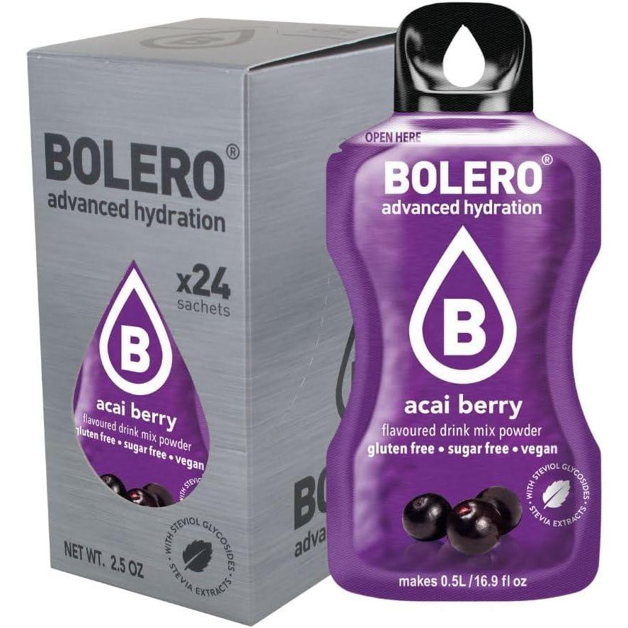 imageBolero ACAI BERRY 24x3g Jus en poudre sans sucre sucr avec de la stvia vitamine C Convient pour les enfants et les diabtiques Sans gluten et adapt aux vgtaliens Le got