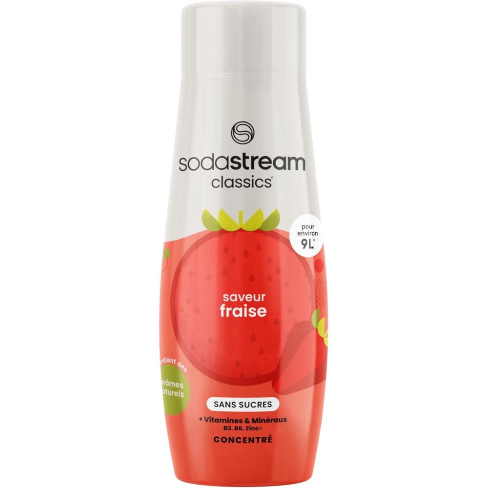 imageSodaStream Concentr Fraise Sans Sucres pour Machine  Eau Ptillante et Soda  Prparez jusqu 9 Litres de Sirop de Fraise en Quelques Secondes 440ml