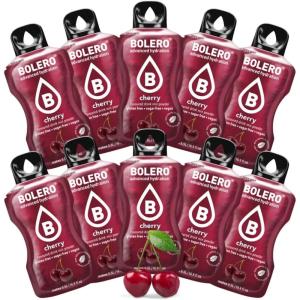 BOLERO Menthe | 10 sticks 9g de Poudre pour Boisson sans sucre à la Stevia | Sans Conservateur ni colorants artificiels, Faible en calories, il convient pour toute la Famille(Cerise)