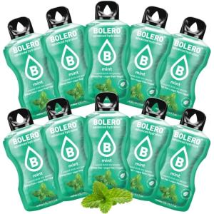 BOLERO Menthe | 10 sticks 9g de Poudre pour Boisson sans sucre à la Stevia | Sans Conservateur ni colorants artificiels, Faible en calories, il convient pour toute la Famille(Menthe)