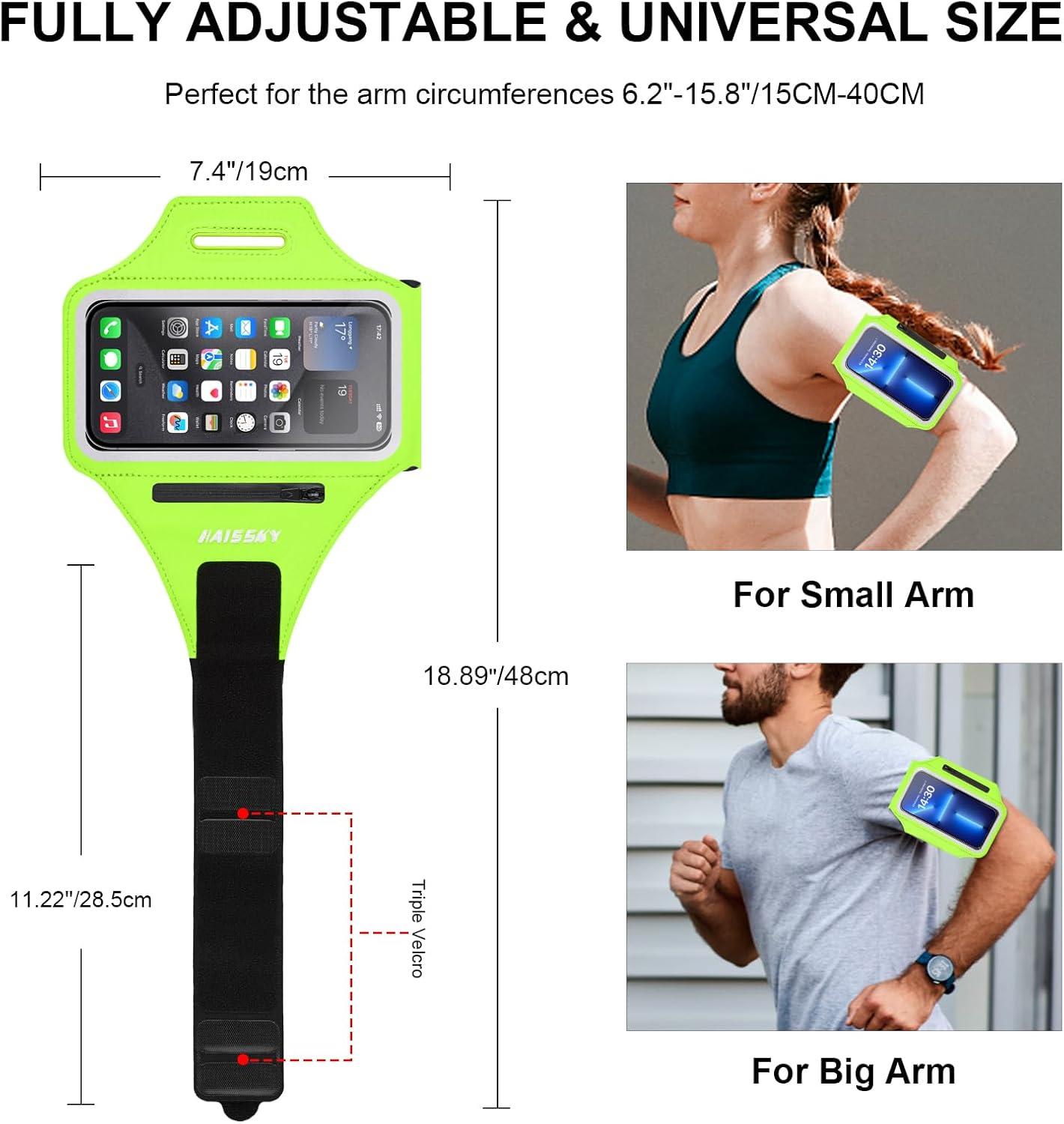 imageBrassard de Sport avec Airpods cl de Voiture Poche ZippeBrassard de tlphone rsistant leau pour iPhone 16151414 Pro Max13 Pro12 Pro MaxXRXS Smartphone Running Brassard 69quot pour JoggingVertJusqu 6 9