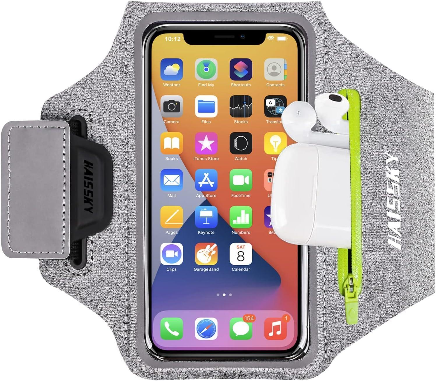 imageBrassard de Sport avec Airpods cl de Voiture Poche ZippeBrassard de tlphone rsistant leau pour iPhone 16151414 Pro Max13 Pro12 Pro MaxXRXS Smartphone Running Brassard 69quot pour JoggingGrisJusqu 6 5