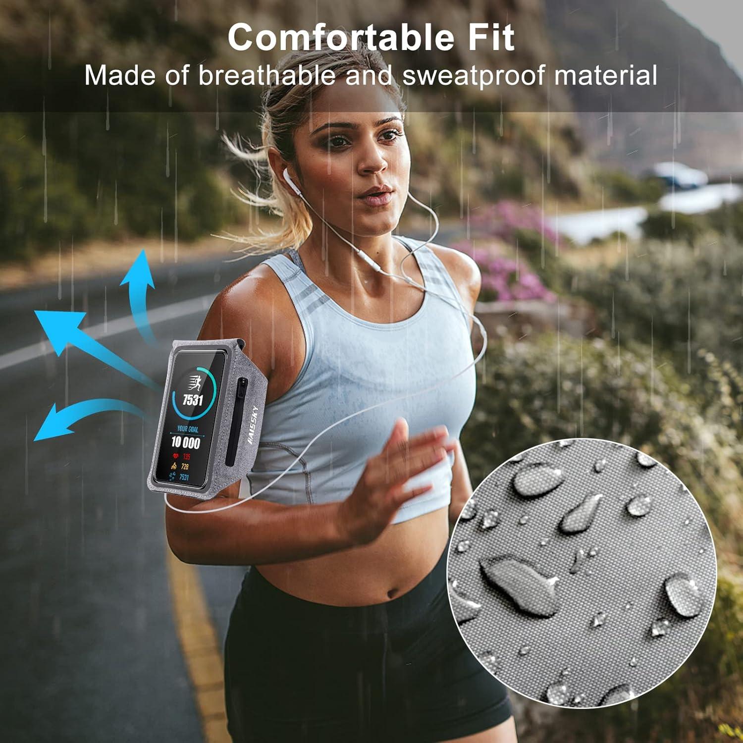 imageBrassard de Sport avec Airpods cl de Voiture Poche ZippeBrassard de tlphone rsistant leau pour iPhone 16151414 Pro Max13 Pro12 Pro MaxXRXS Smartphone Running Brassard 69quot pour JoggingGrisJusqu 6 5