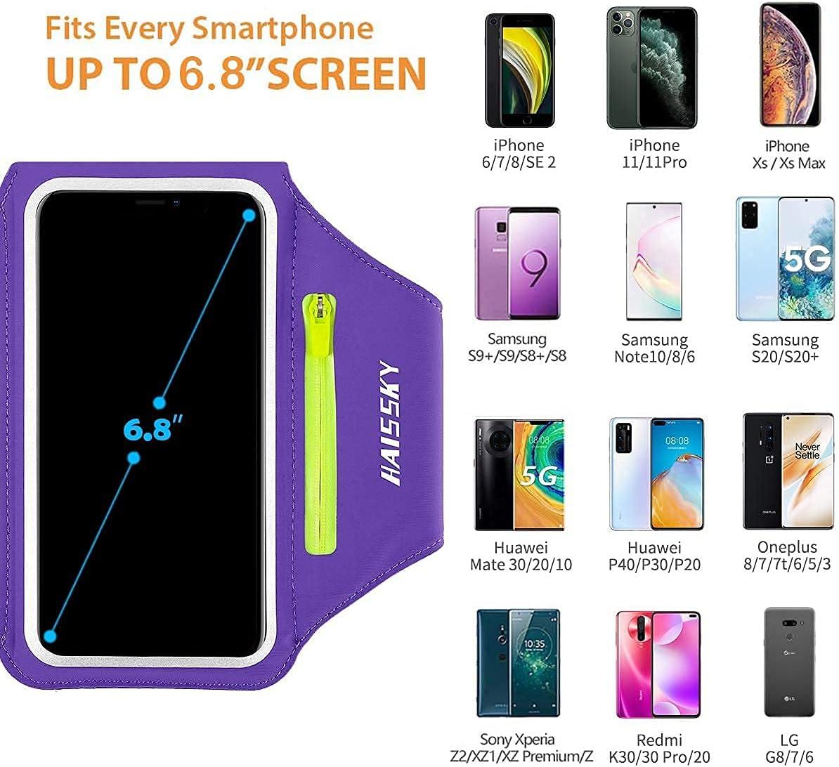 imageBrassard de Sport avec Airpods cl de Voiture Poche ZippeBrassard de tlphone rsistant leau pour iPhone 16151414 Pro Max13 Pro12 Pro MaxXRXS Smartphone Running Brassard 69quot pour JoggingVioletJusqu 6 9