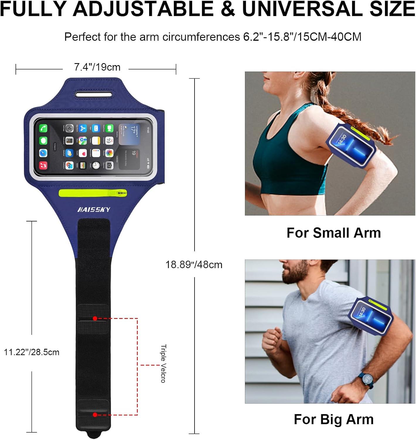 imageBrassard de Sport avec Airpods cl de Voiture Poche ZippeBrassard de tlphone rsistant leau pour iPhone 16151414 Pro Max13 Pro12 Pro MaxXRXS Smartphone Running Brassard 69quot pour JoggingMarineJusqu 6 9