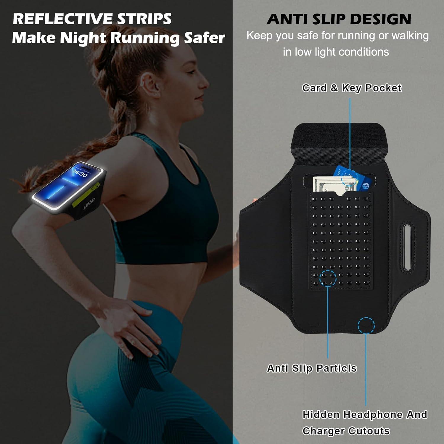imageBrassard de Sport avec Airpods cl de Voiture Poche ZippeBrassard de tlphone rsistant leau pour iPhone 16151414 Pro Max13 Pro12 Pro MaxXRXS Smartphone Running Brassard 69quot pour JoggingNoirJusqu 6 9