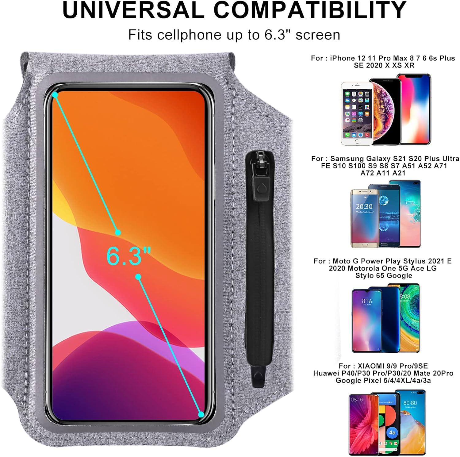 imageBrassard de Sport avec Airpods cl de Voiture Poche ZippeBrassard de tlphone rsistant leau pour iPhone 16151414 Pro Max13 Pro12 Pro MaxXRXS Smartphone Running Brassard 69quot pour JoggingGrisJusqu 6 5