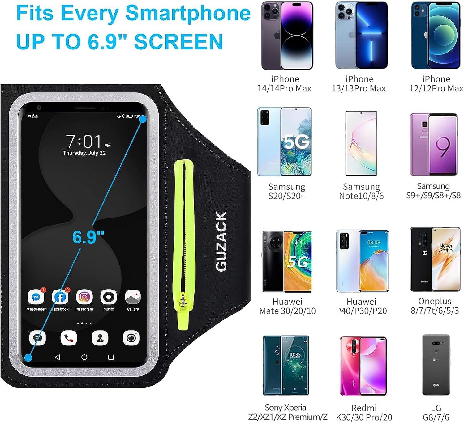 imageBrassard de Sport avec Airpods cl de Voiture Poche ZippeBrassard de tlphone rsistant leau pour iPhone 16151414 Pro Max13 Pro12 Pro MaxXRXS Smartphone Running Brassard 69quot pour JoggingNoir jusqu 7 0