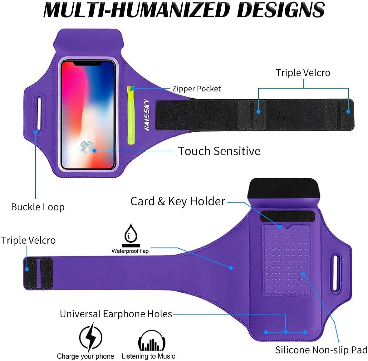 imageBrassard de Sport avec Airpods cl de Voiture Poche ZippeBrassard de tlphone rsistant leau pour iPhone 16151414 Pro Max13 Pro12 Pro MaxXRXS Smartphone Running Brassard 69quot pour JoggingVioletJusqu 6 9
