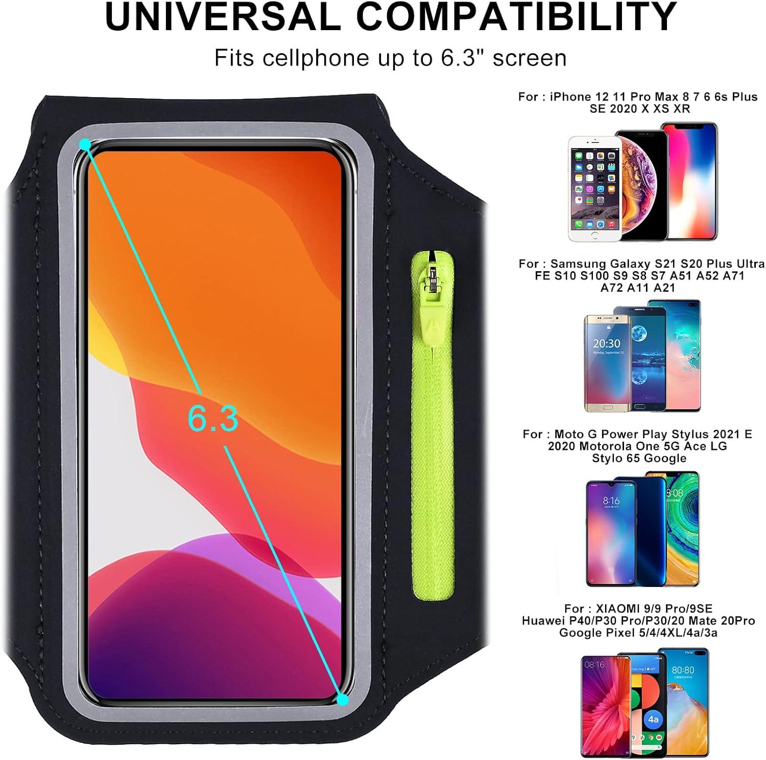imageBrassard de Sport avec Airpods cl de Voiture Poche ZippeBrassard de tlphone rsistant leau pour iPhone 16151414 Pro Max13 Pro12 Pro MaxXRXS Smartphone Running Brassard 69quot pour JoggingNoirJusqu 6 5