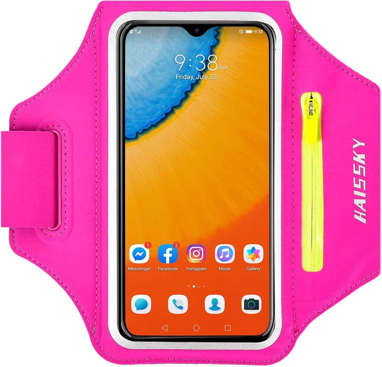 imageBrassard de Sport avec Airpods cl de Voiture Poche ZippeBrassard de tlphone rsistant leau pour iPhone 16151414 Pro Max13 Pro12 Pro MaxXRXS Smartphone Running Brassard 69quot pour JoggingRoseJusqu 6 9