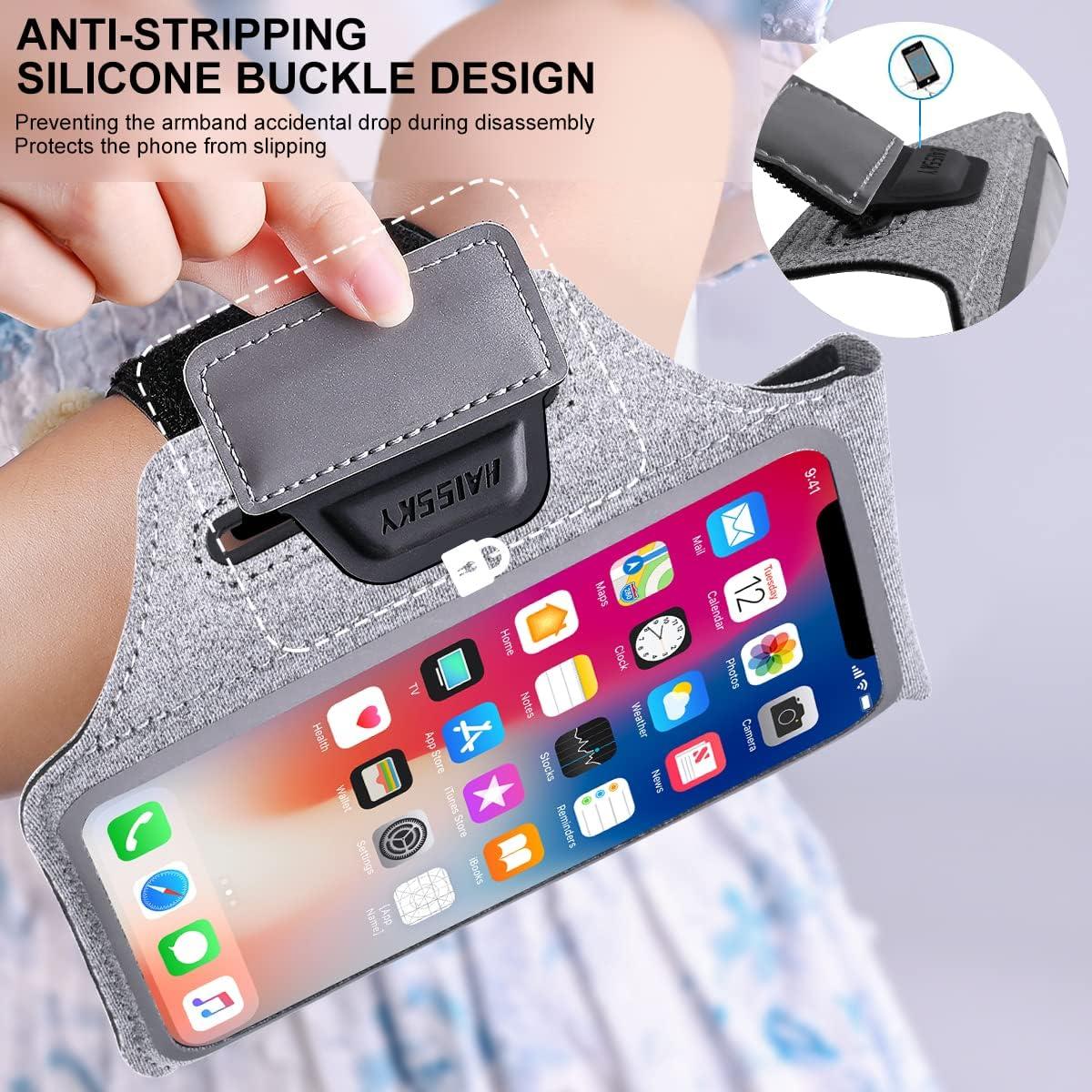 imageBrassard de Sport avec Airpods cl de Voiture Poche ZippeBrassard de tlphone rsistant leau pour iPhone 16151414 Pro Max13 Pro12 Pro MaxXRXS Smartphone Running Brassard 69quot pour JoggingGrisJusqu 6 5
