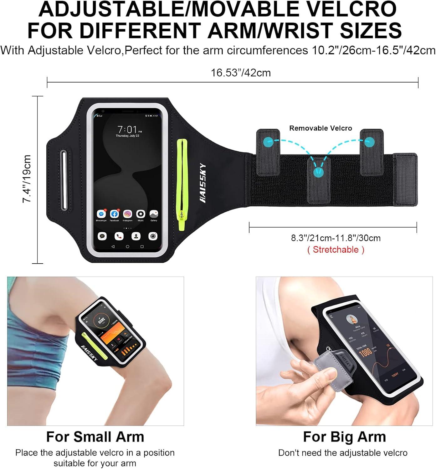 imageBrassard de Sport avec Airpods cl de Voiture Poche ZippeBrassard de tlphone rsistant leau pour iPhone 16151414 Pro Max13 Pro12 Pro MaxXRXS Smartphone Running Brassard 69quot pour JoggingNoirJusqu 6 5
