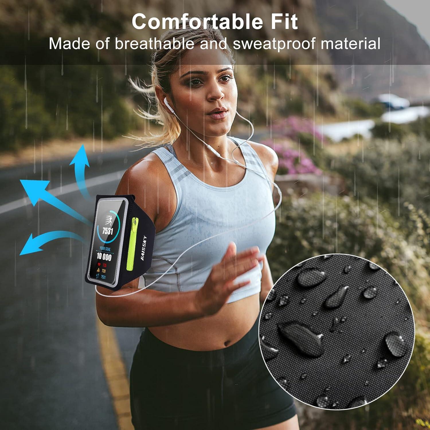 imageBrassard de Sport avec Airpods cl de Voiture Poche ZippeBrassard de tlphone rsistant leau pour iPhone 16151414 Pro Max13 Pro12 Pro MaxXRXS Smartphone Running Brassard 69quot pour JoggingNoirJusqu 6 5