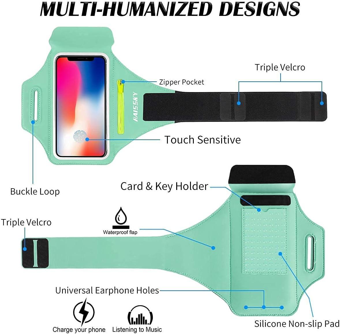 imageBrassard de Sport avec Airpods cl de Voiture Poche ZippeBrassard de tlphone rsistant leau pour iPhone 16151414 Pro Max13 Pro12 Pro MaxXRXS Smartphone Running Brassard 69quot pour JoggingMentheJusqu 6 9