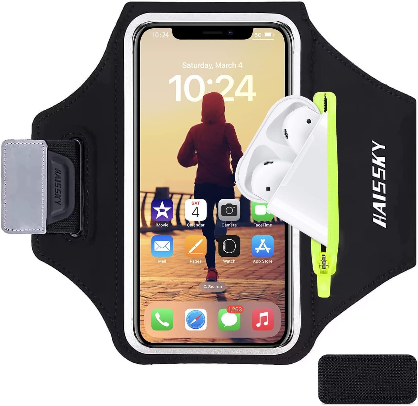 imageBrassard de Sport avec Airpods cl de Voiture Poche ZippeBrassard de tlphone rsistant leau pour iPhone 16151414 Pro Max13 Pro12 Pro MaxXRXS Smartphone Running Brassard 69quot pour JoggingNoirJusqu 6 5