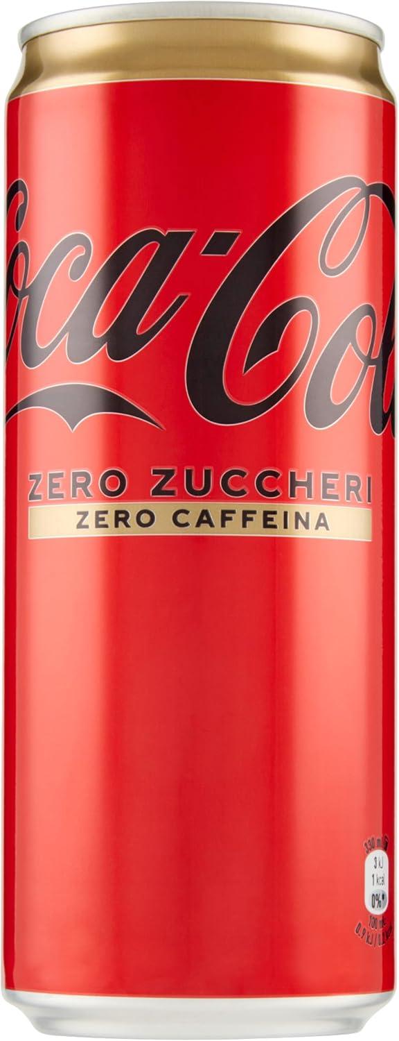 imageCocaCola Zero Sucres Zero Cafine 24 canettes de 330 ml tout le got CocaCola sans calories et sans cafine canette 100 recyclable boisson analcolique avec dulcorantsZro zro